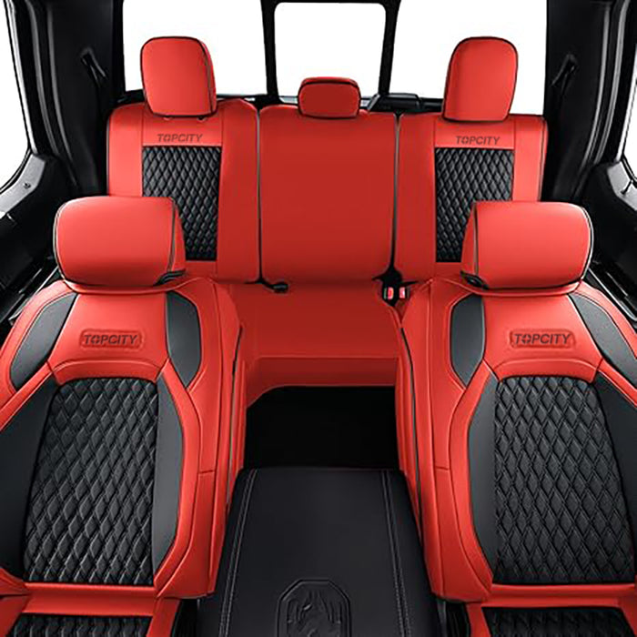 topcity Car Seat Covers Full Set, For Dodge RAM 1500 Seat Covers for Truck Compatible with 2009-2018 Ram 1500, 2010-2024 Ram 2500 3500 Dodge RAM Accessories Automotive Seat Covers Protector (Red)