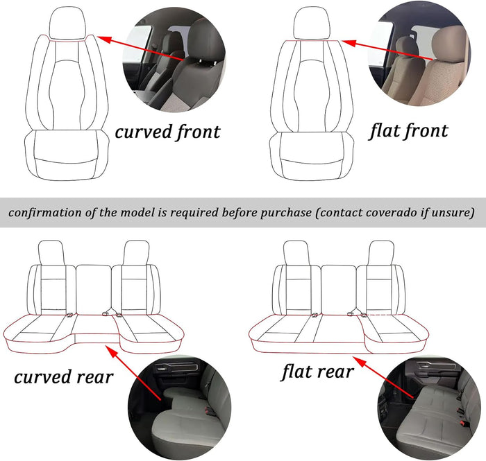topcity Car Seat Covers Full Set, For Dodge RAM 1500 Seat Covers for Truck Compatible with 2009-2018 Ram 1500, 2010-2024 Ram 2500 3500 Dodge RAM Accessories Automotive Seat Covers Protector (Red)