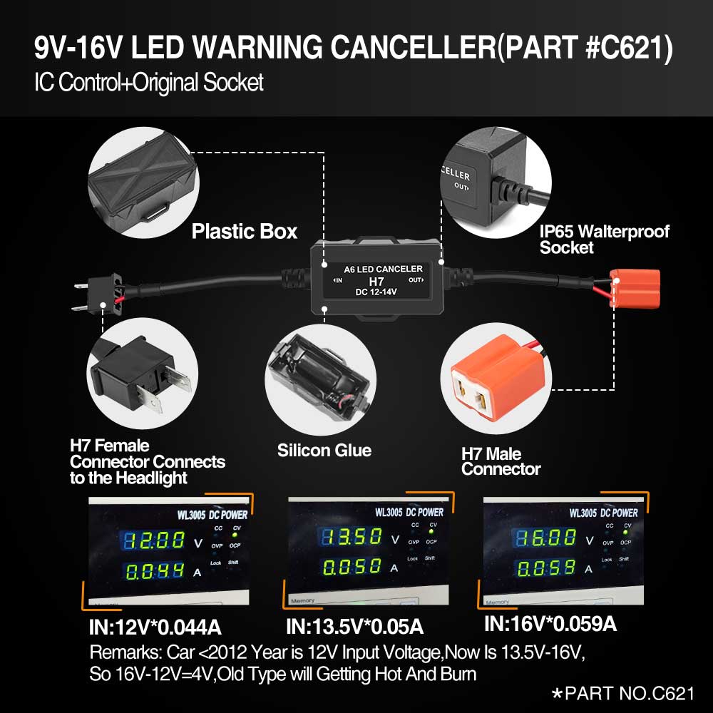 H7 LED Headlight Bulb Canbus Resistor Anti Flicker Canceller Decoder Fit  For BMW