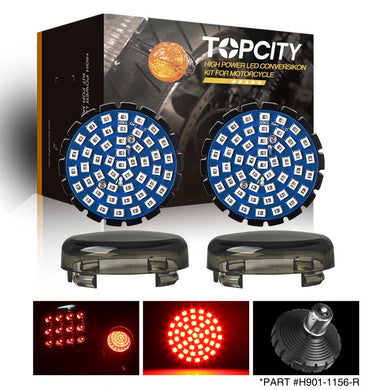 Topcity 2” Bullet Style LED Rear red Turn Signals - (Bikes with Rear Center Tail Light) - (2) Rear Turn Signals (96-13 Softail, Sportster, Dyna, Road King & More)