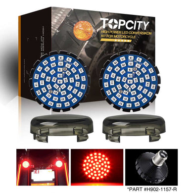 Red-Topcity 2” Bullet Style Front LED Turn Signal w/ Running Light Kit for Harley Davidson - (2) Front Turn Signals
