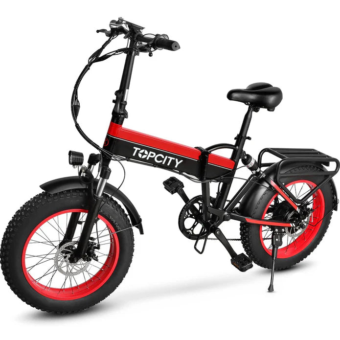 TOPCITY Electric Bike for Adults 750W 48V Foldable Electric Bicycle with Shimano 7-Speed Gear 20" Fat Tire E Bike Electric Beach Mountain Bike for Adults