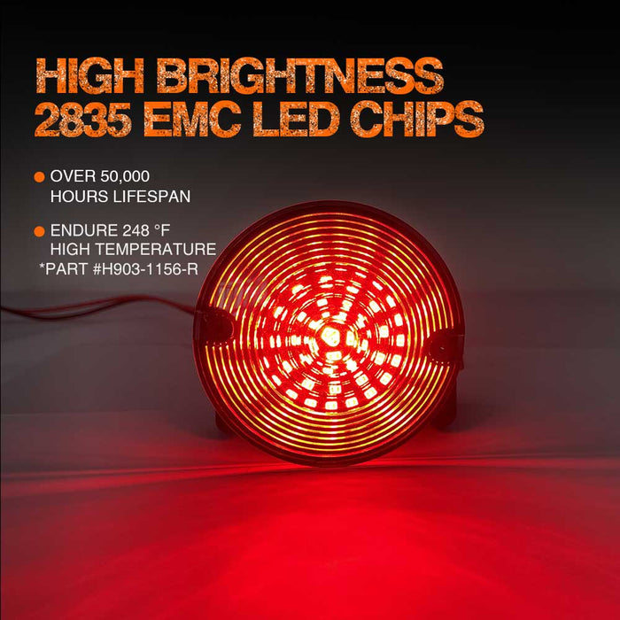 Topcity 1156 Red Premium LED Rear Turn Signals Inserts for HD Motorcycles, 3-1/4” Flat bulbs