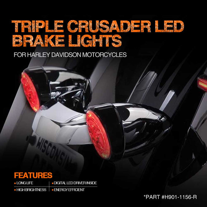 TOPCITY 1156 Red Premium LED Rear Turn Signals Inserts for HD Motorcycles, Bullet Style