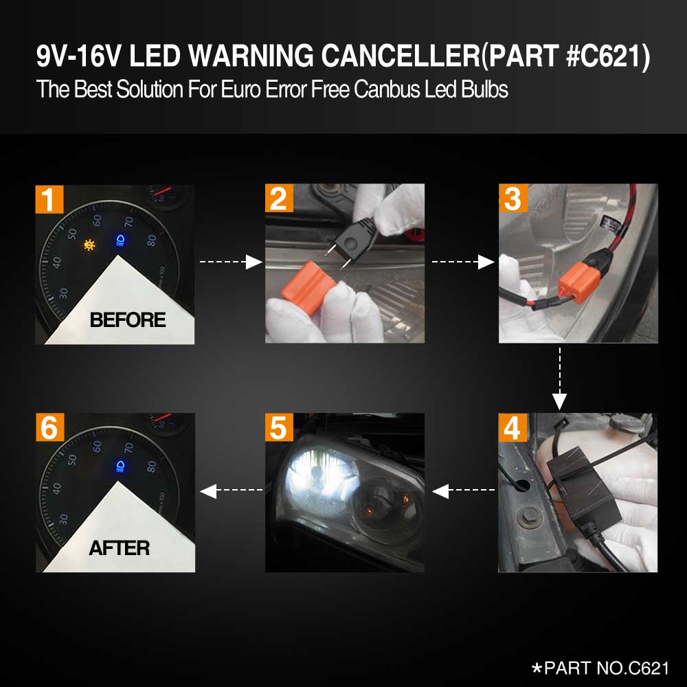 Canceler Canbus Headlight Lamps Decoder H7 LED Anti Flicker Adapter Error  Free
