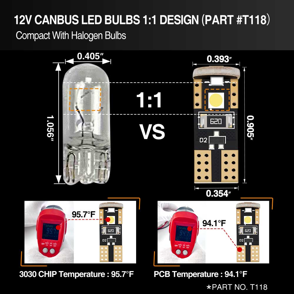 1Pcs W5W T10 LED Canbus Error Free 3030 10SMD Auto 5W5 LED Bulb