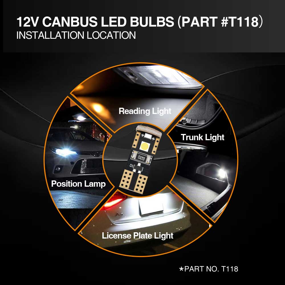 Ampoule VISION W5W (T10) 12 24V 15x 3014 3x 3030 LED SMD, apolaire, CANBUS,  blanc, 2 pcs.