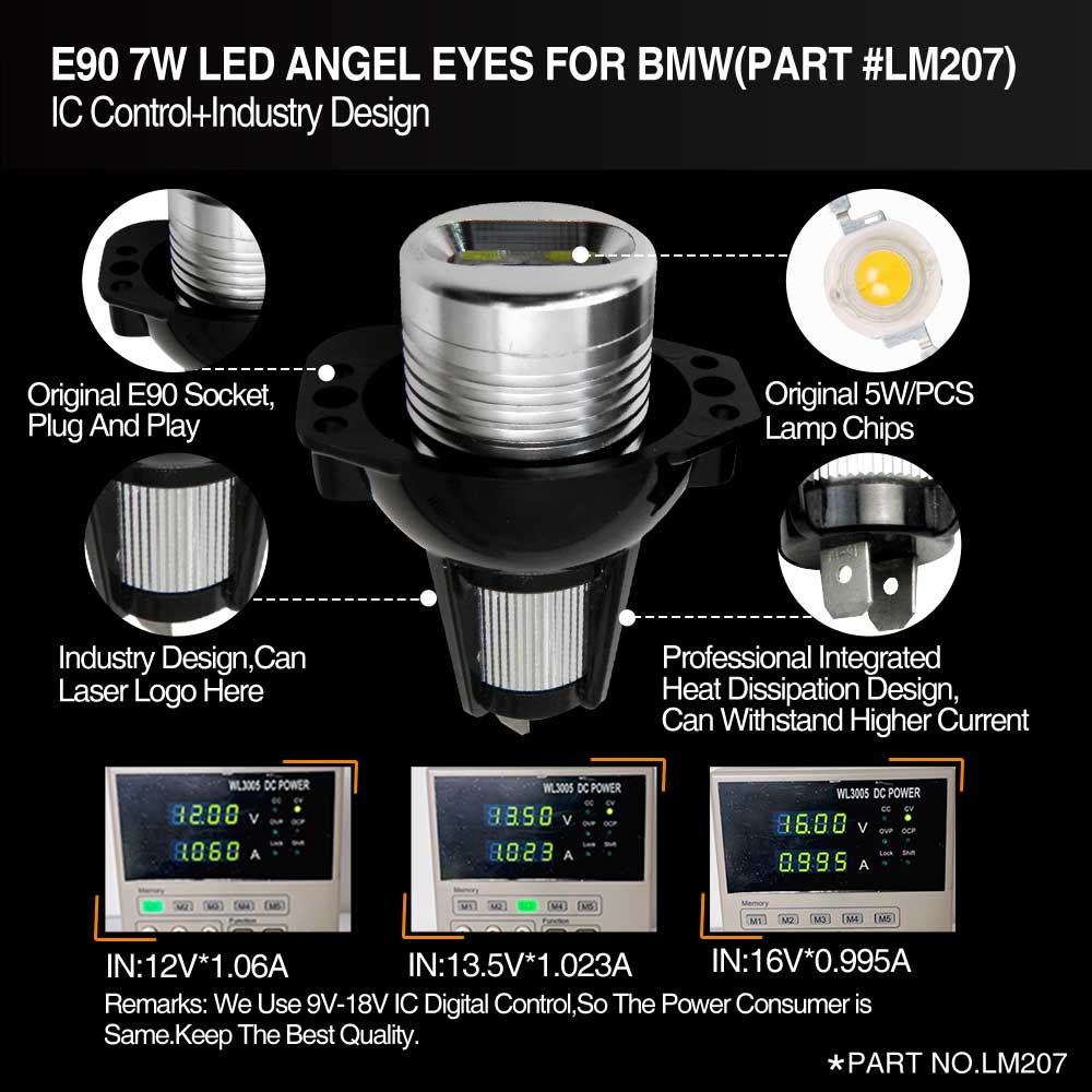 12W High-Power CREE LED Angel Eyes For BMW E90 (2006-2008) – Xenon White, 7000K, Error-Free