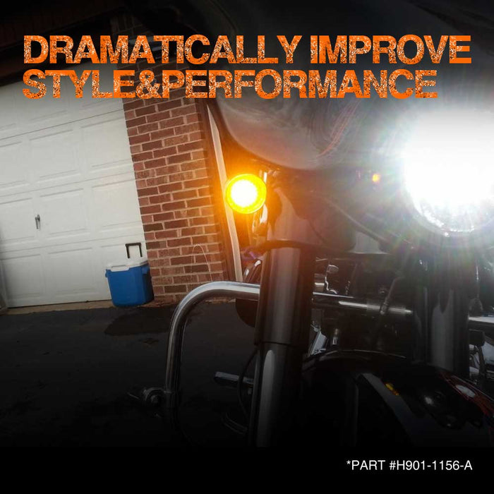 Topcity 2” Bullet Style LED Rear Red Turn Signals - (Bikes with Rear Center Tail Light) - (2) Rear Turn Signals (96-13 Softail, Sportster, Dyna, Road King & More)