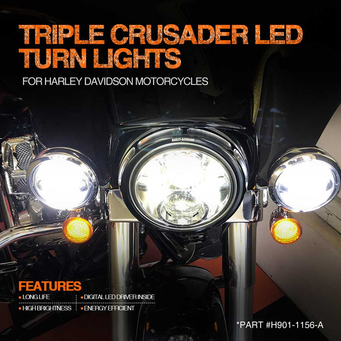 Topcity 2” Bullet Style LED Rear Red Turn Signals - (Bikes with Rear Center Tail Light) - (2) Rear Turn Signals (96-13 Softail, Sportster, Dyna, Road King & More)
