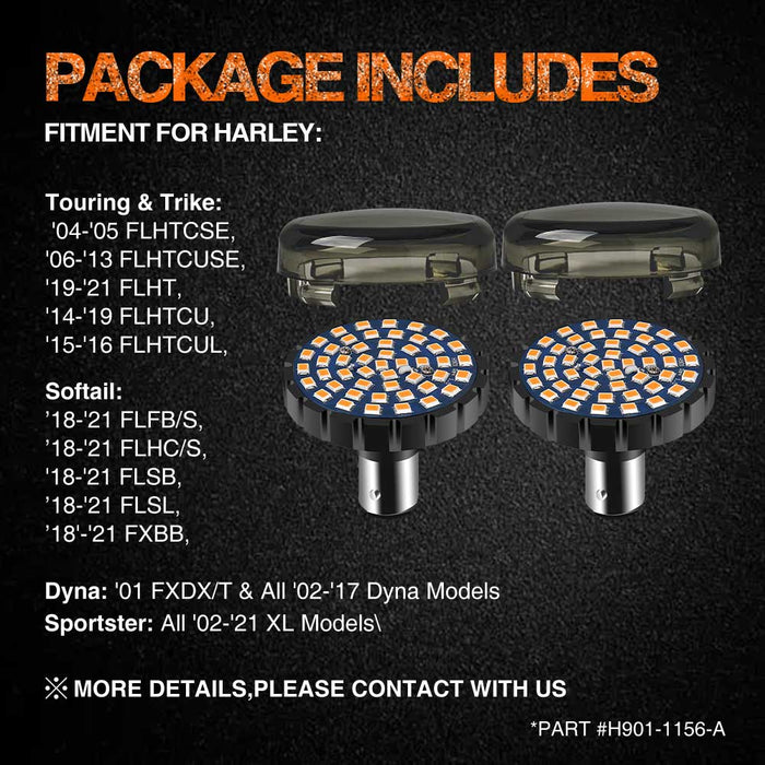 Topcity 2” Bullet Style LED Rear Red Turn Signals - (Bikes with Rear Center Tail Light) - (2) Rear Turn Signals (96-13 Softail, Sportster, Dyna, Road King & More)