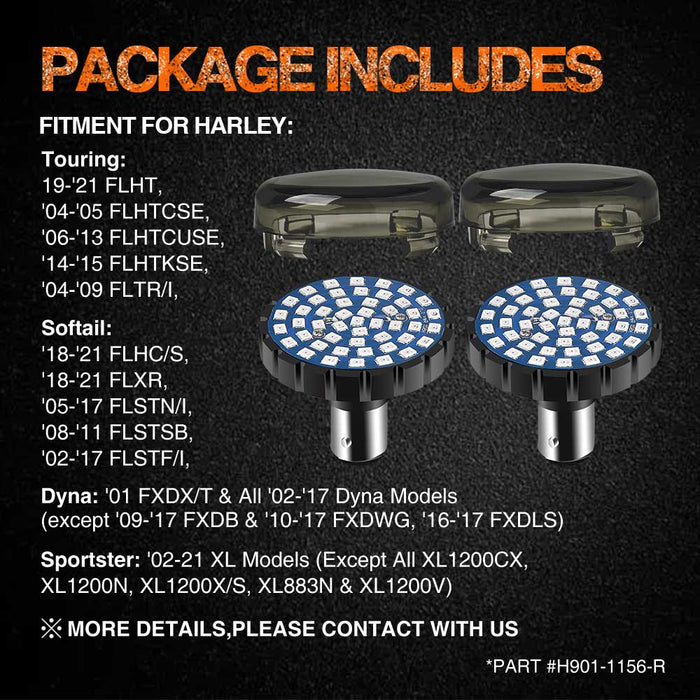 Topcity 2” Bullet Style LED Rear red Turn Signals - (Bikes with Rear Center Tail Light) - (2) Rear Turn Signals (96-13 Softail, Sportster, Dyna, Road King & More)