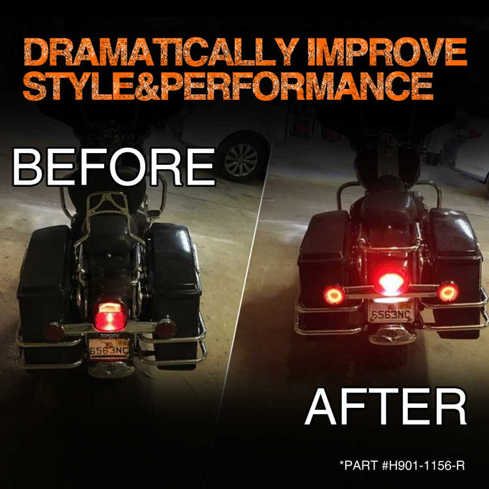 Topcity 2” Bullet Style LED Rear red Turn Signals - (Bikes with Rear Center Tail Light) - (2) Rear Turn Signals (96-13 Softail, Sportster, Dyna, Road King & More)
