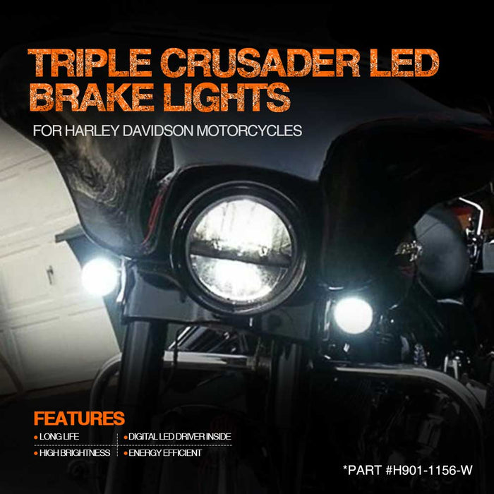 Topcity 2” Bullet Style LED Rear white Turn Signals - (Bikes with Rear Center Tail Light) - (2) Rear Turn Signals (96-13 Softail, Sportster, Dyna, Road King & More)