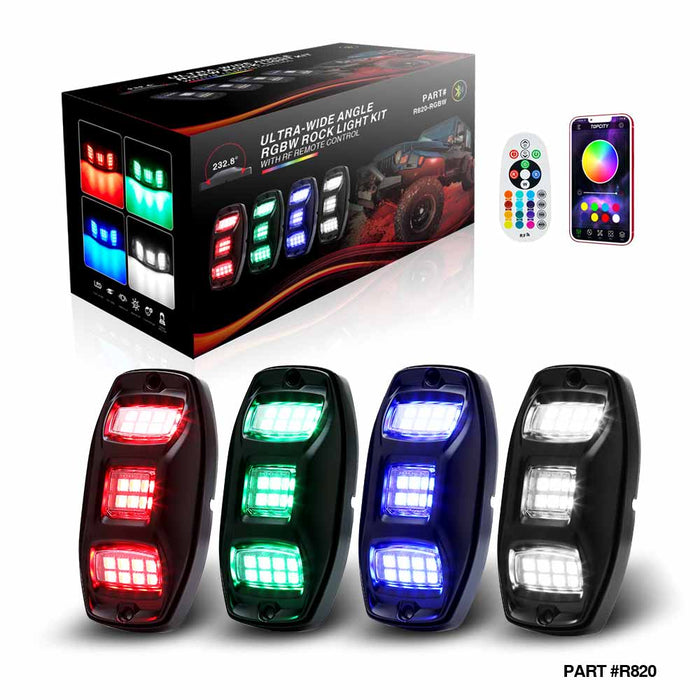 r820 4 pods rock lights box design,rock lights for trucks,led rock lights,topcity mictuning rock lights,RGBW rock lights,rock lights jeep,best rock lights,best rock lights for trucks,brightest rock lights,rgbw rock lights,rock lights for utv,rock lights for atv,5150 rock lights,rock lights 4x4,rgbw led rock lights,rock led,red rock lights,pure white rock lights,jeep wrangler rock lights,amber rock lights,rock lights for cars,topcity r820 4 pods rgbw led rock lights for turcks jeep atv utv cars