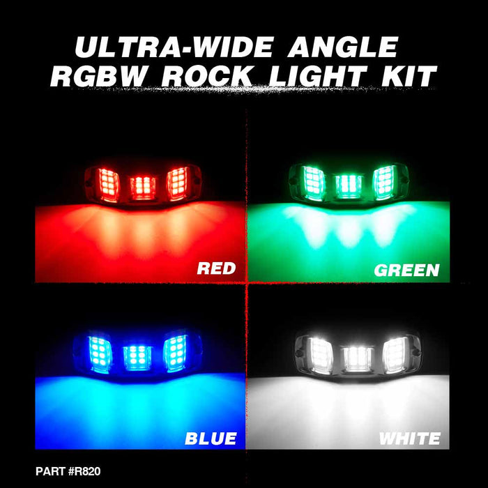 r820 4 pods ultra-wide angle rgbw rock lights,rock lights for trucks,led rock lights,topcity mictuning rock lights,RGBW rock lights,rock lights jeep,best rock lights,best rock lights for trucks,brightest rock lights,rgbw rock lights,rock lights for utv,rock lights for atv,5150 rock lights,rock lights 4x4,rgbw led rock lights,rock led,red rock lights,pure white rock lights,jeep wrangler rock lights,amber rock lights,rock lights for cars,topcity r820 4 pods rgbw led rock lights for turcks jeep atv utv cars