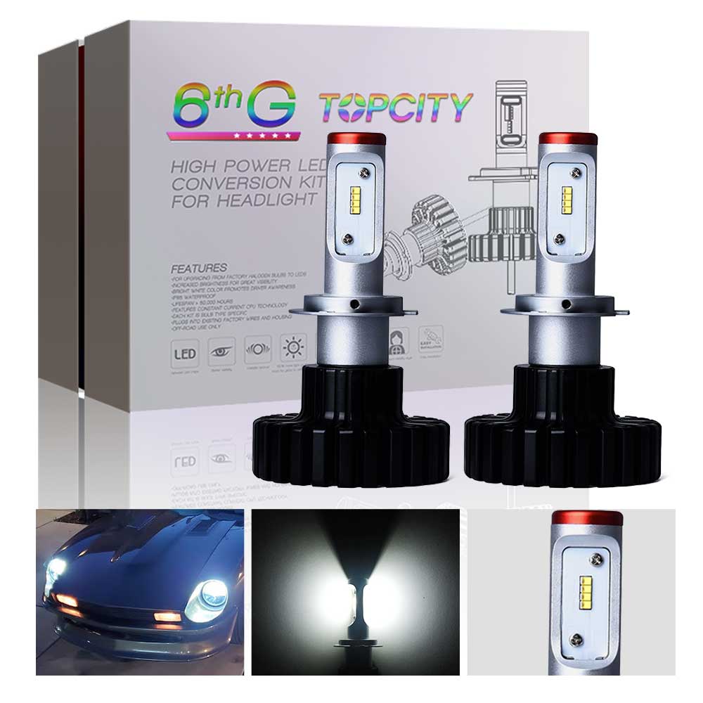 TOPCITY HIGH POWER H7 6,000+ LUMEN LED HEADLIGHT BULBS (PAIR)