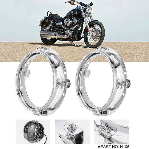 topcity silver 7 inch round headlight ring mounting bracket for harley davidson